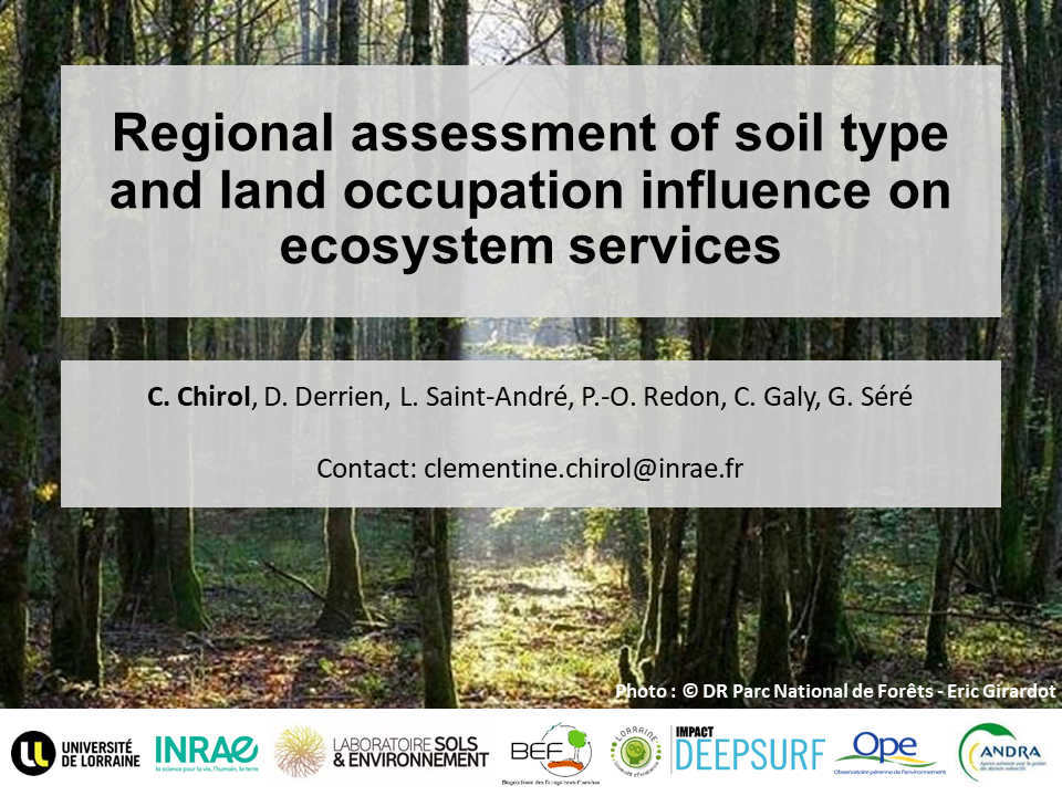 Regional assessment of soil type and land occupation influence on ecosystem services / Évaluation régionale de l'influence de la typologie et de l'occupation des sols sur les services écosystémiques